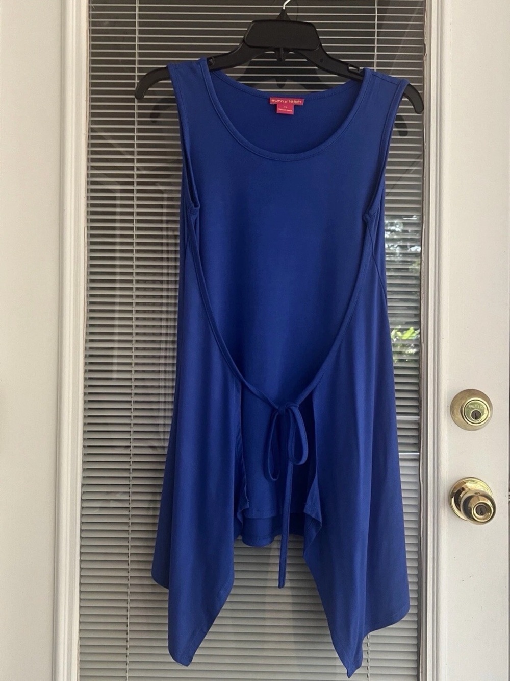Sunny Leigh Blue Sleeveless Tunic Top Blouse XS